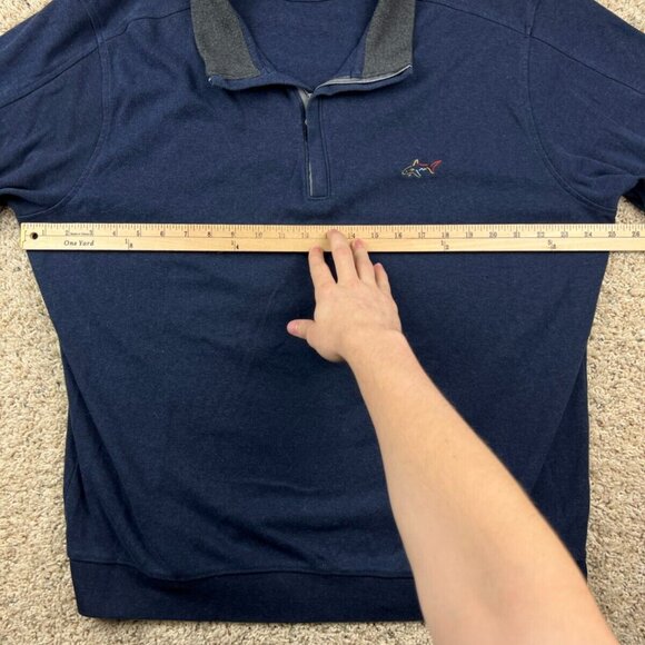 Greg Norman Sweater Mens XL 1/4 Zip Golf Long Sleeve Blue Pullover w Shark Logo - Picture 6 of 9